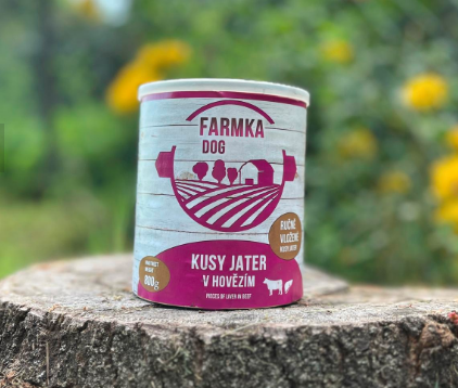 FARMKA DOG Говеждо с парченца черен дроб 800 г
