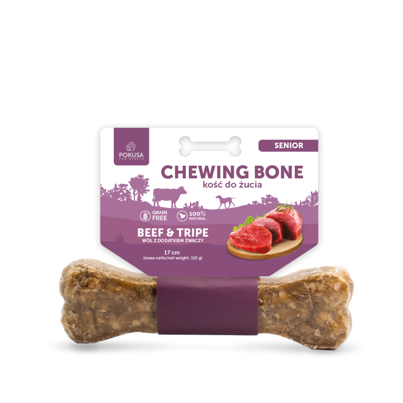 PREMIUM SELECTION Chewing Bone SENIOR 17см - Дъвчаща кост с добавени говеждо шкембе и говежи пенис