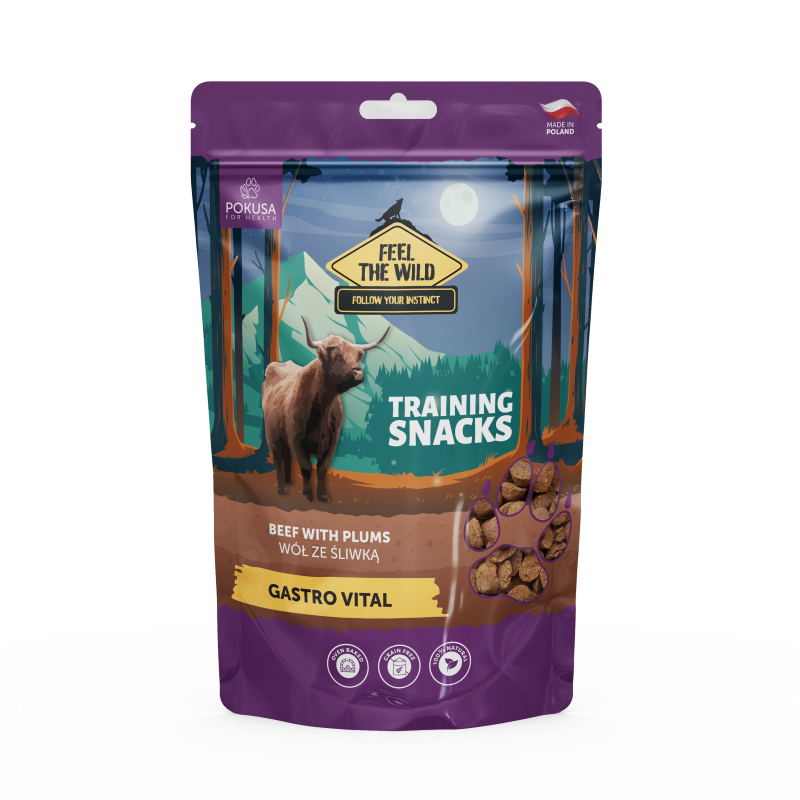 Feel the wild Gastro Vital - Натурални тренировачни наградки 200г - Вол с зеленчуци и сливи