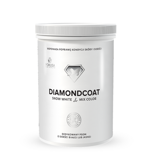 DiamondCoat Snow White & Mix Color - 300g - подобрява състоянието на кожата и козината препоръчва се по време на периода на смяна на козината за кучета с бяла и смесена козина