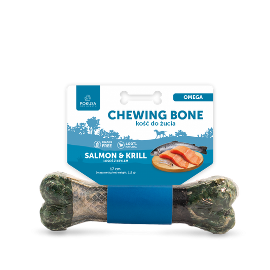 PREMIUM SELECTION Chewing Bone OMEGA 17см - Дъвчаща кост със сьомга, крил, зеленоуста мида и спирулина