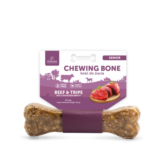 PREMIUM SELECTION Chewing Bone SENIOR 17см - Дъвчаща кост с добавени говеждо шкембе и говежи пенис