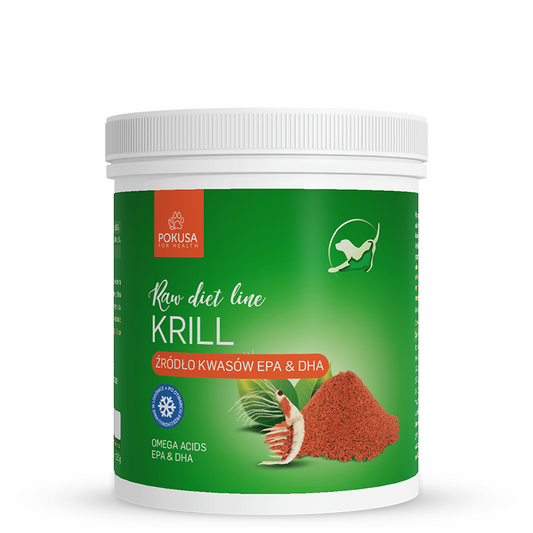 Raw Diet Line Krill 150g - източник на Омега-3, подобрява вкусовите качества на храната, подобрява състоянието на козината