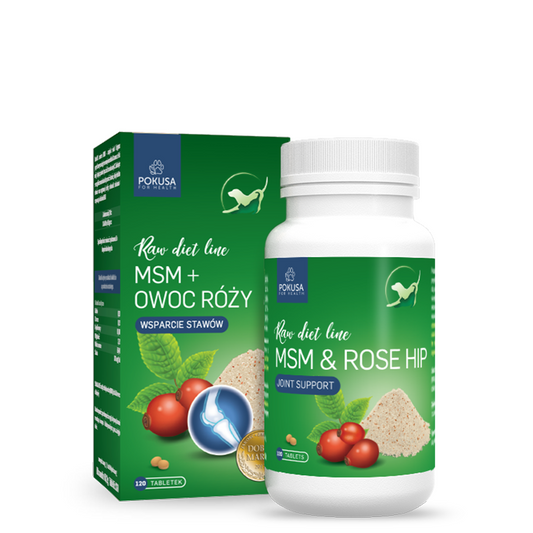 Raw Diet Line MSM & Rosehip 120 таблетки, подпомага мускулно-скелетното здраве, подпомага обновяването и регенерацията на тъканите,насърчава възстановяването и здравето на кожата