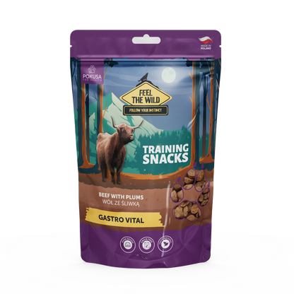 Feel the wild Gastro Vital - Натурални тренировачни наградки 200г - Вол с зеленчуци и сливи